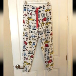 FRIENDS Graphic Print Pajama Pants with Red Drawstring, Size Small 4-6
